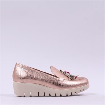 Wonders Fly Tassle Slip On Wedge - Rose Gold